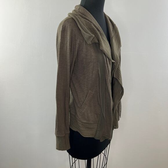 Anthropologie TINY Olive Green Long Slv Oversized Collar Open Front Cardigan XS - Picture 4 of 9
